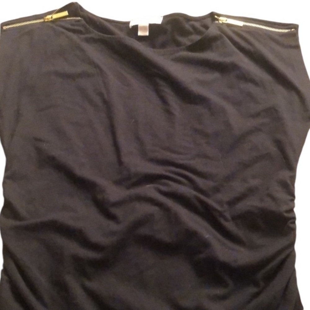 Micheal Kors size large black top with zippers on the shoulders NWOT